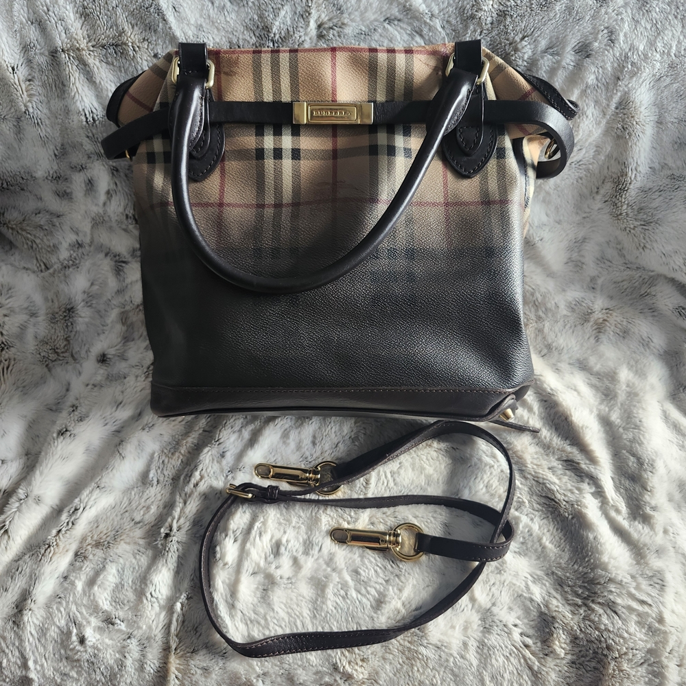 Vintage Burberry Beige and Dark Brown Tote